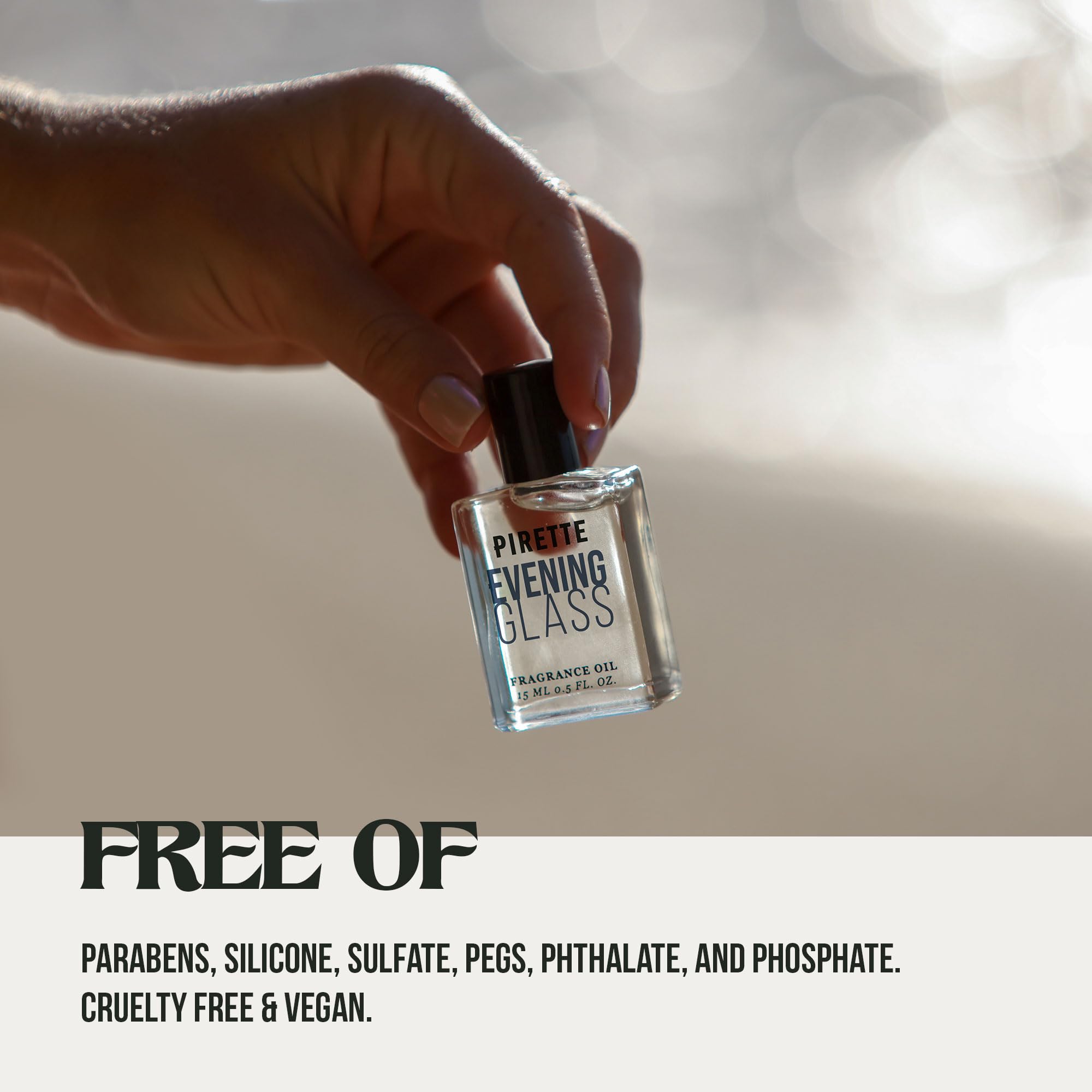 PIRETTE Evening Glass Roll-On Fragrance – Beach-Inspired Scent with Dark Coconut, Warm Wood & Smoky Vanilla