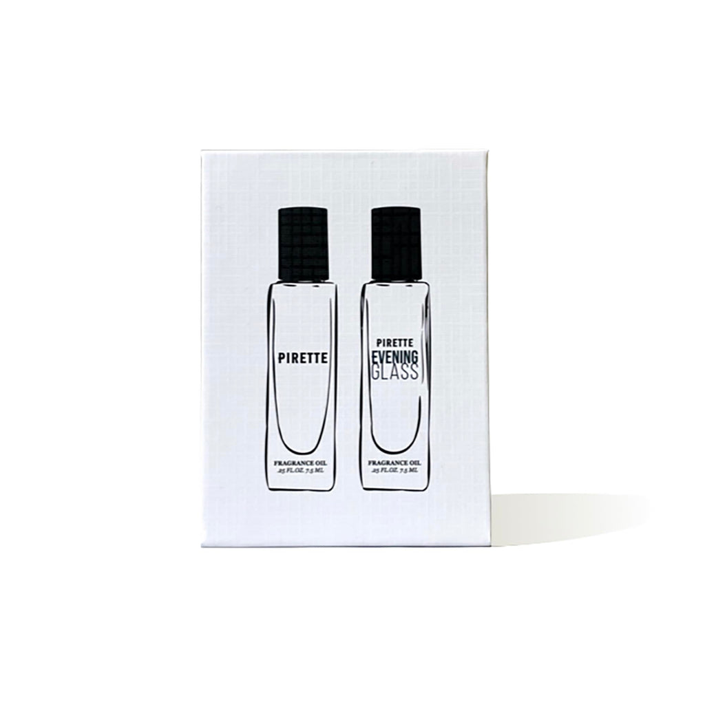 PIRETTE Mini Fragrance Oil Roll-On Duo – Beach & Evening Glass, 2 x 0.25 fl oz Travel Set