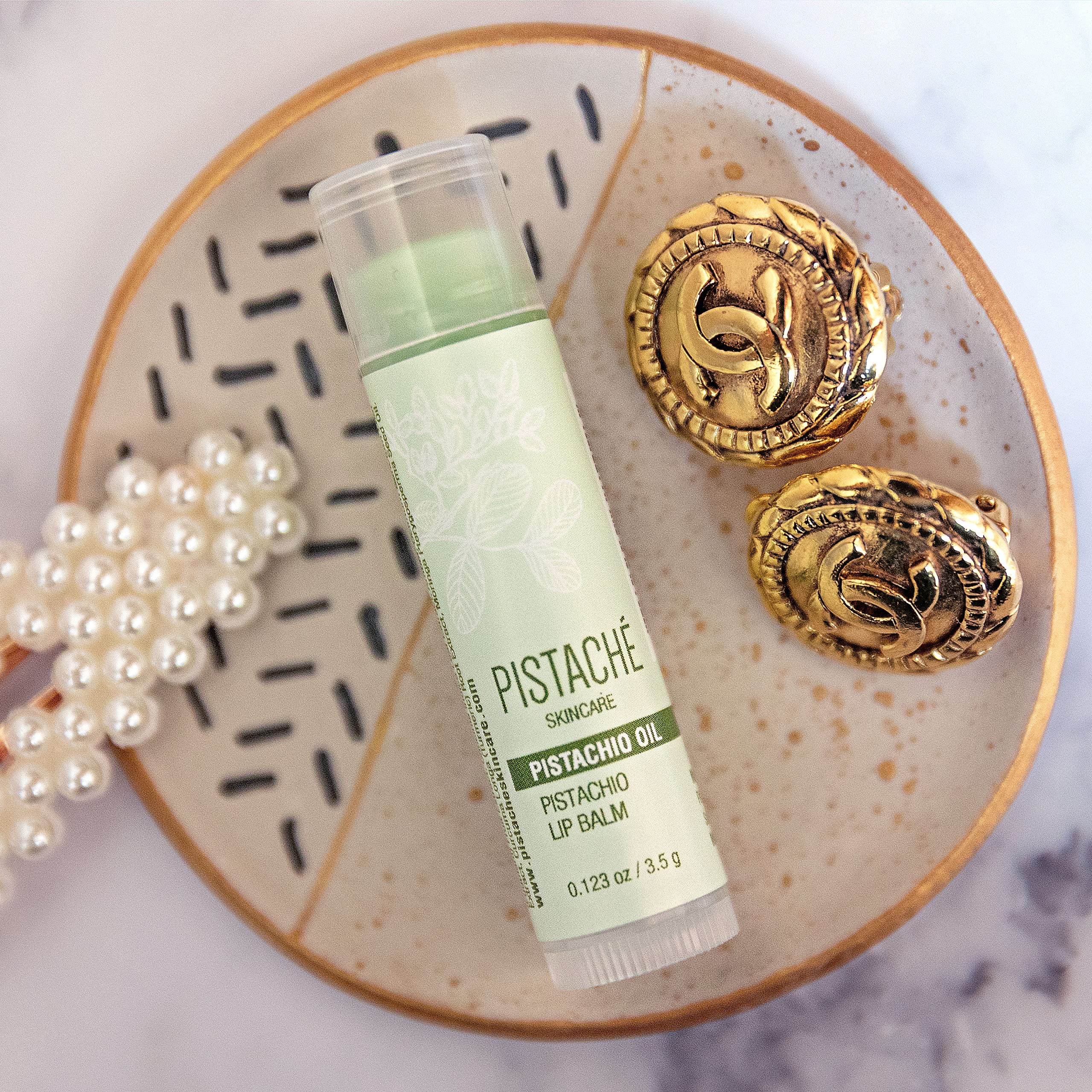 Pistaché Skincare Pistachio Oil Lip Balm — Hydration, Vitamin E, Antioxidant Protection | 0.12 oz