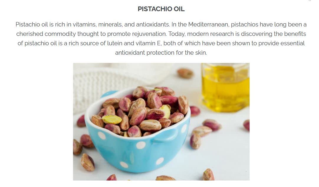 Pistaché Skincare Pistachio Oil Face Moisturizer | Hydrating & Nourishing Cream with Vitamin E for Face, Neck & Chest, 1.7 oz