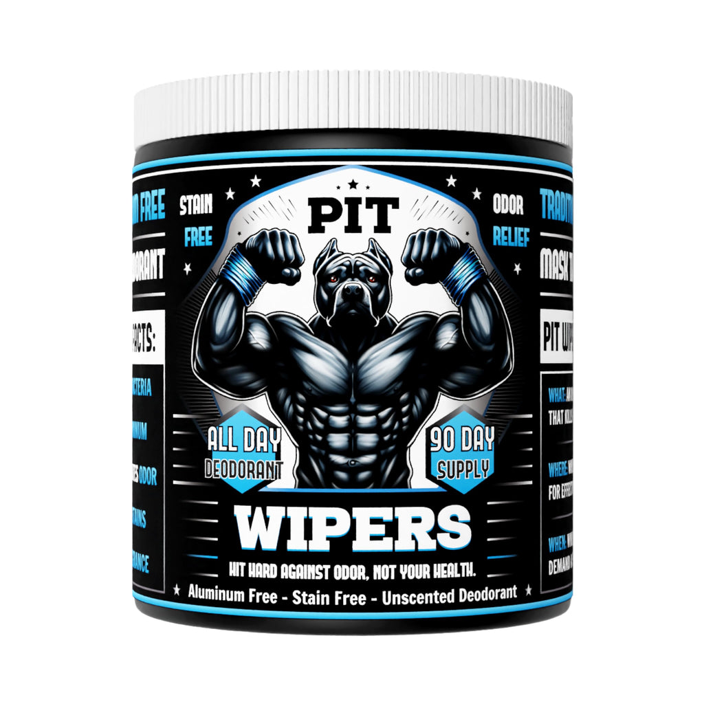 Pit Wipers Aluminum-Free Unscented Underarm Deodorant Wipes – Maximum Strength, 90 Wipes (3-Month Supply)