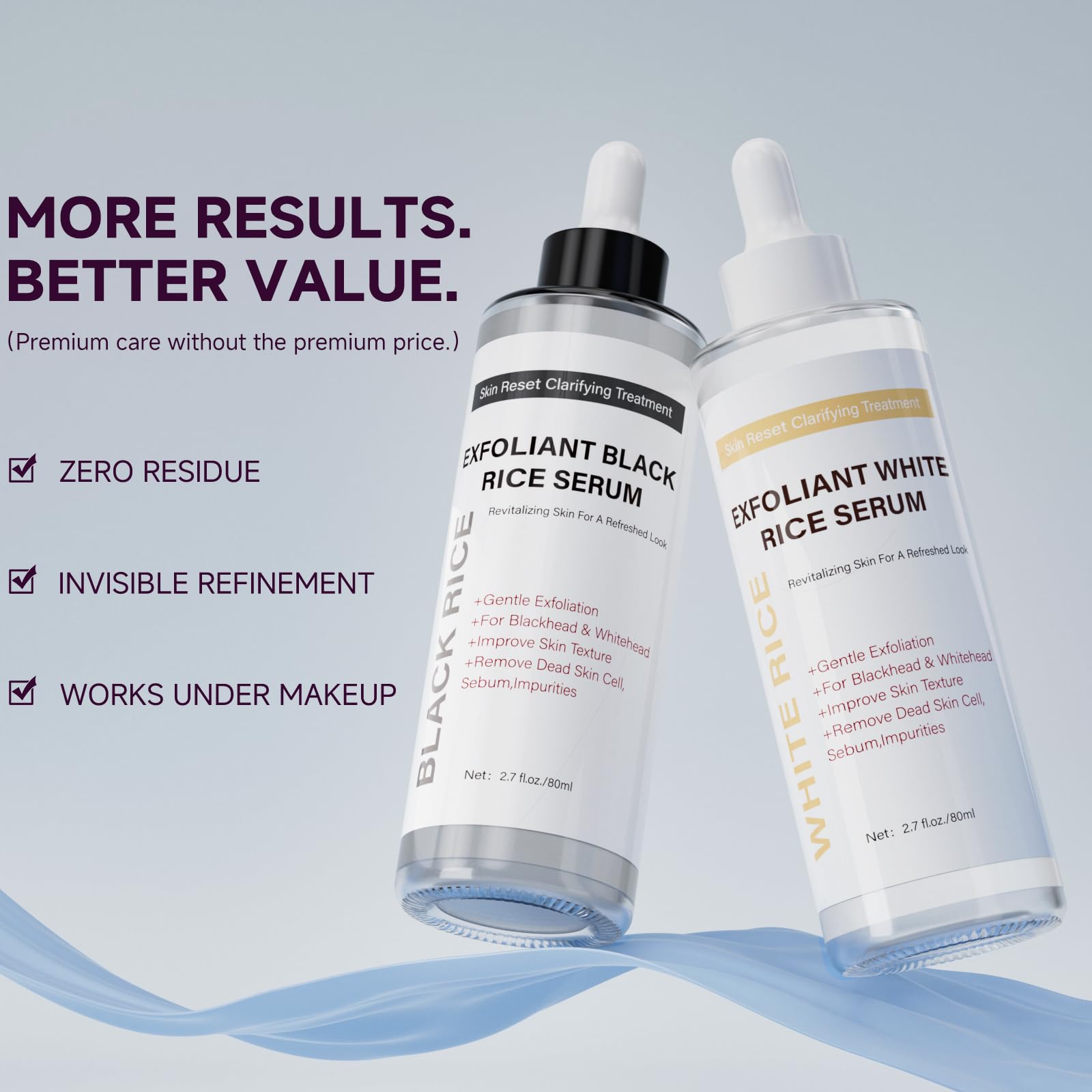 PIVETOS Glow Rice Exfoliant Duo - Gentle Face & Body Exfoliant Ampoule Set
