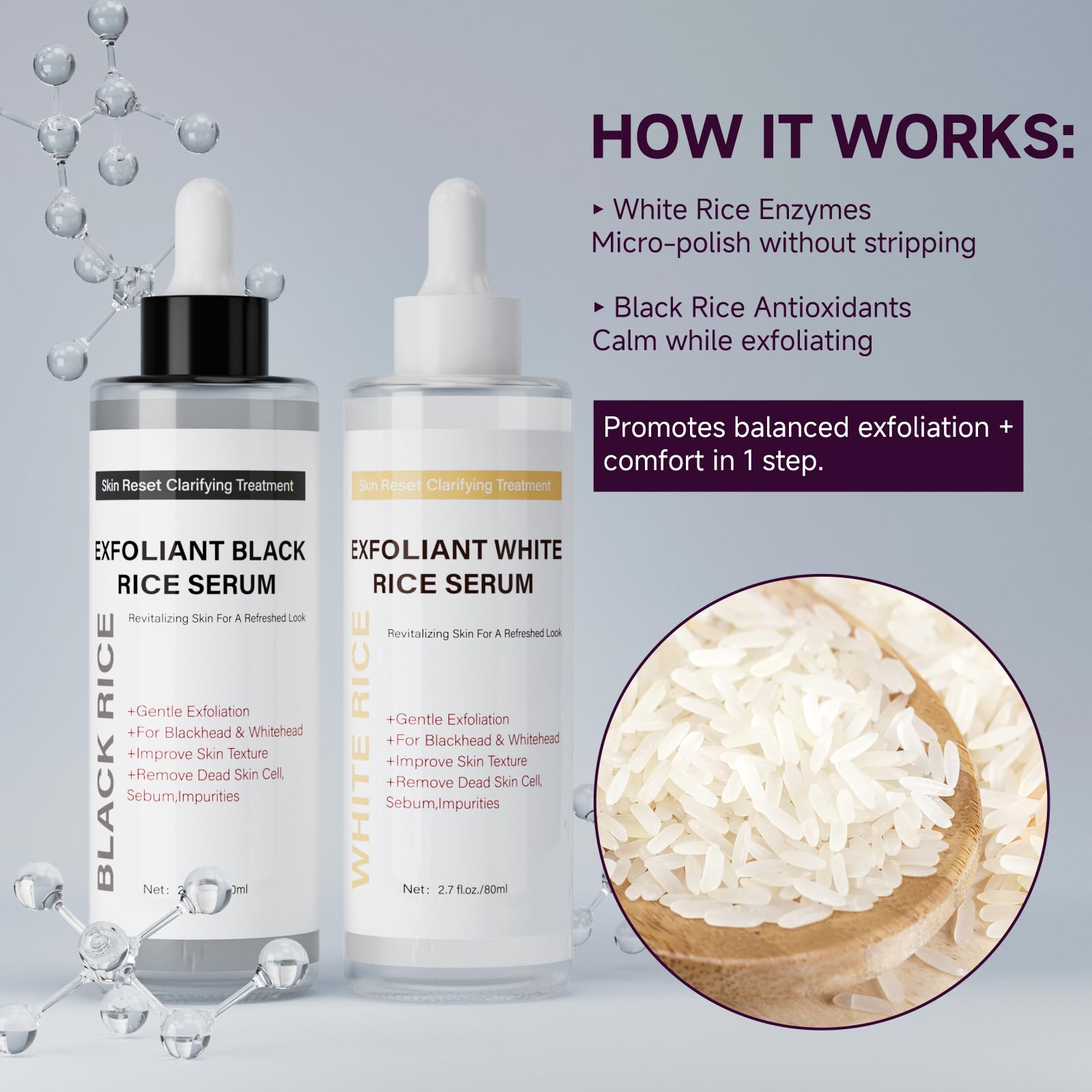 PIVETOS Glow Rice Exfoliant Duo - Gentle Face & Body Exfoliant Ampoule Set