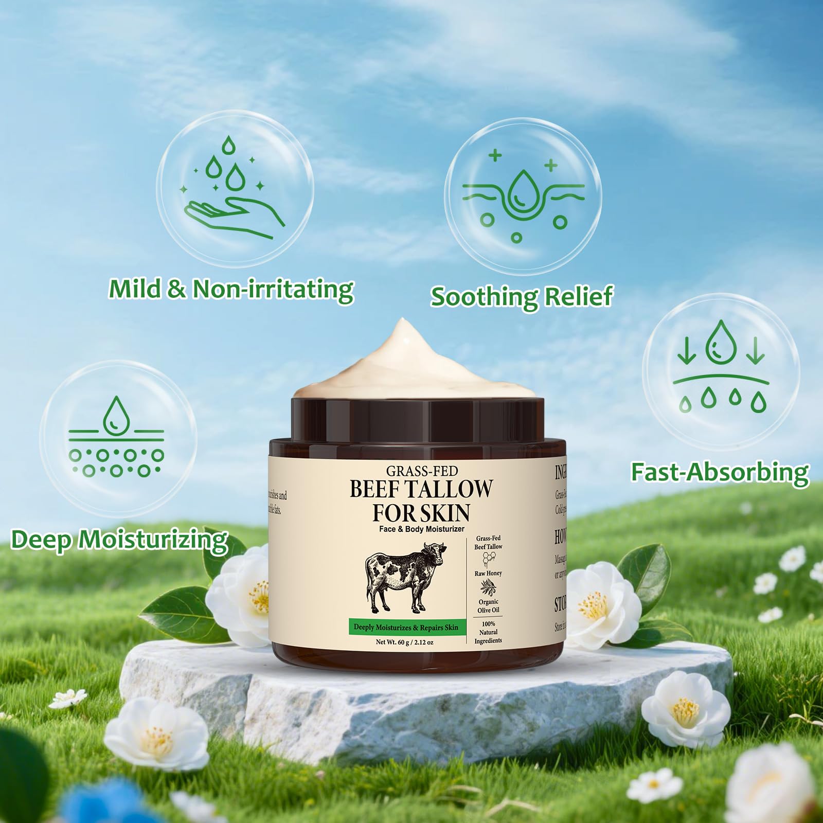 Pixellon Beef Tallow and Honey Balm — Deep Moisturizing Skin Care
