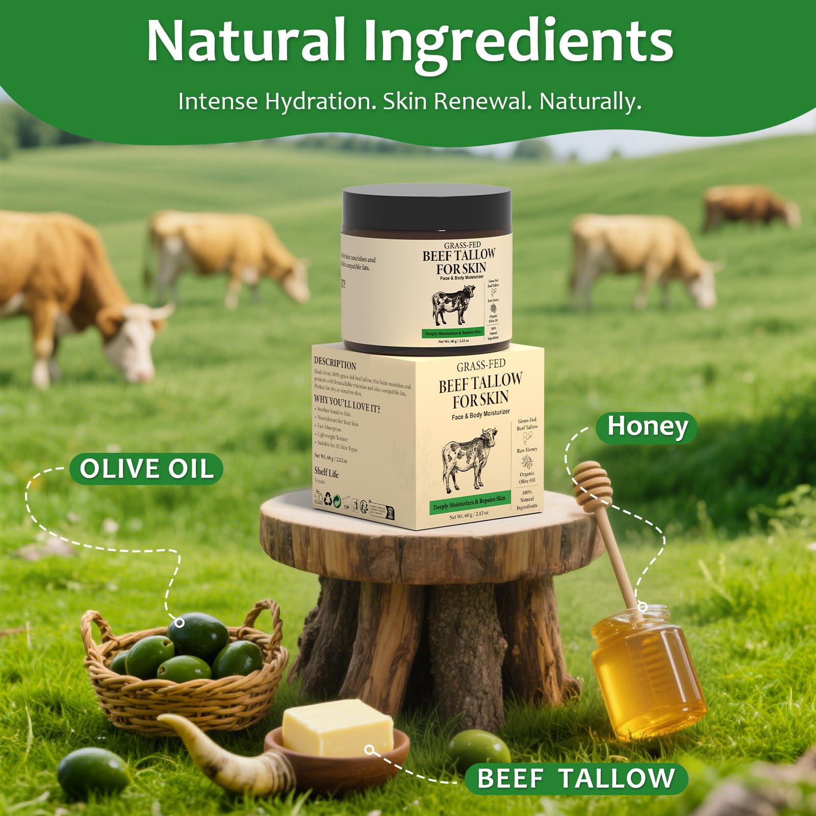 Pixellon Beef Tallow and Honey Balm — Deep Moisturizing Skin Care