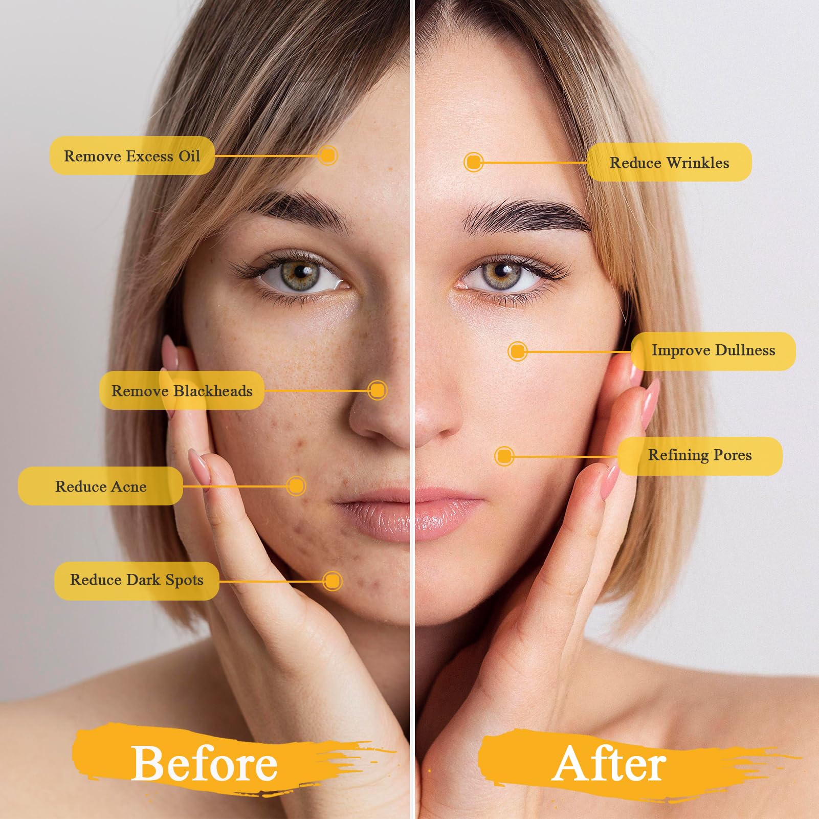 Pjordo 3 Pack Clay Masks – Turmeric Vitamin C, Avocado Green Tea & Rose Masks for Deep Cleaning