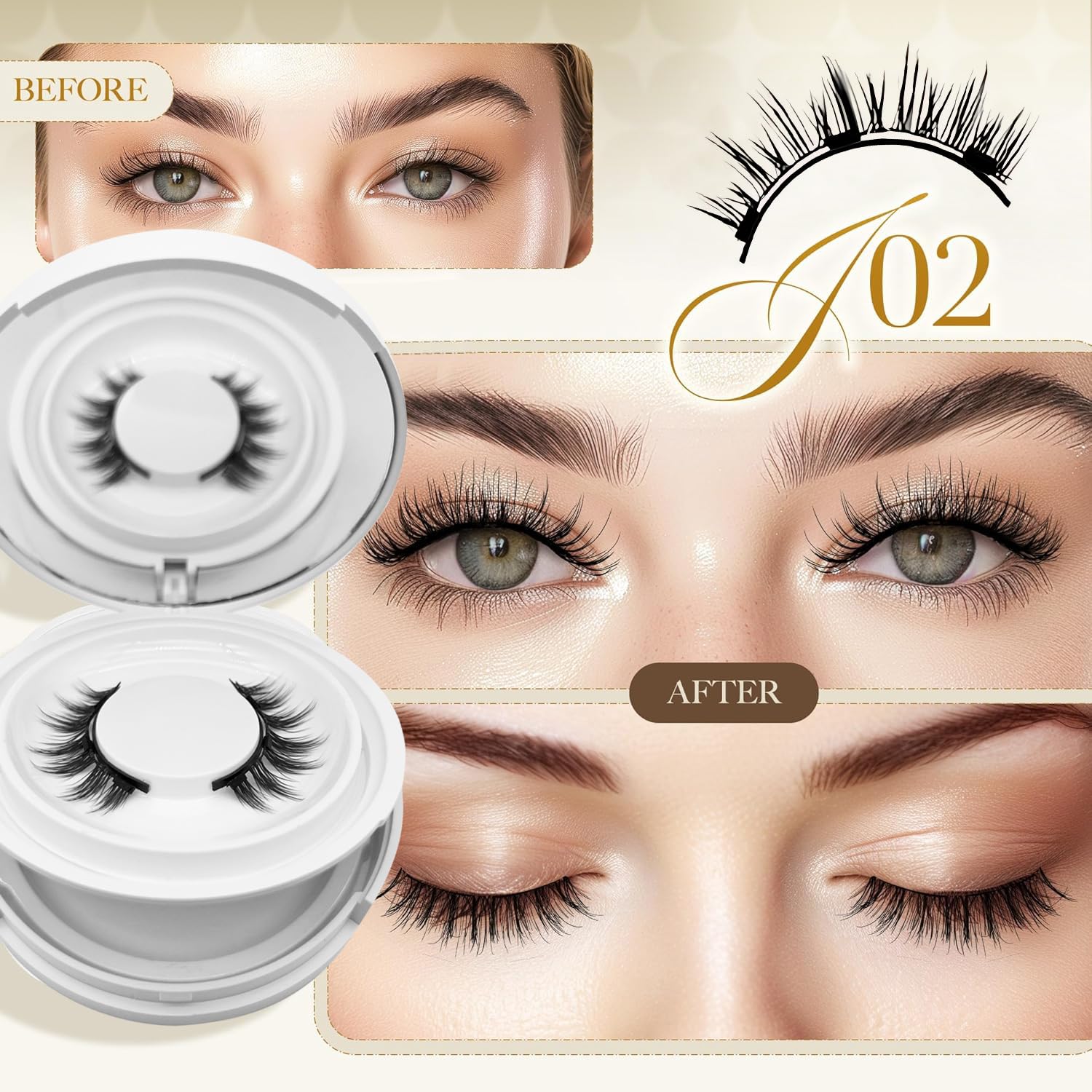 Ginani Magnetic Lashes by PKsiauya — No Glue, Reusable Lashes with Applicator for Valentine's Day