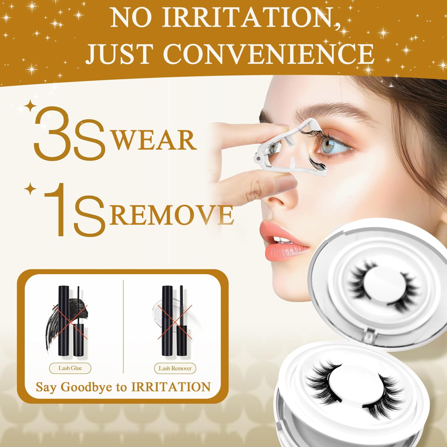 PKsiauya Ginani Magnetic Lashes with Applicator – No Glue, Reusable, All-Day Comfort