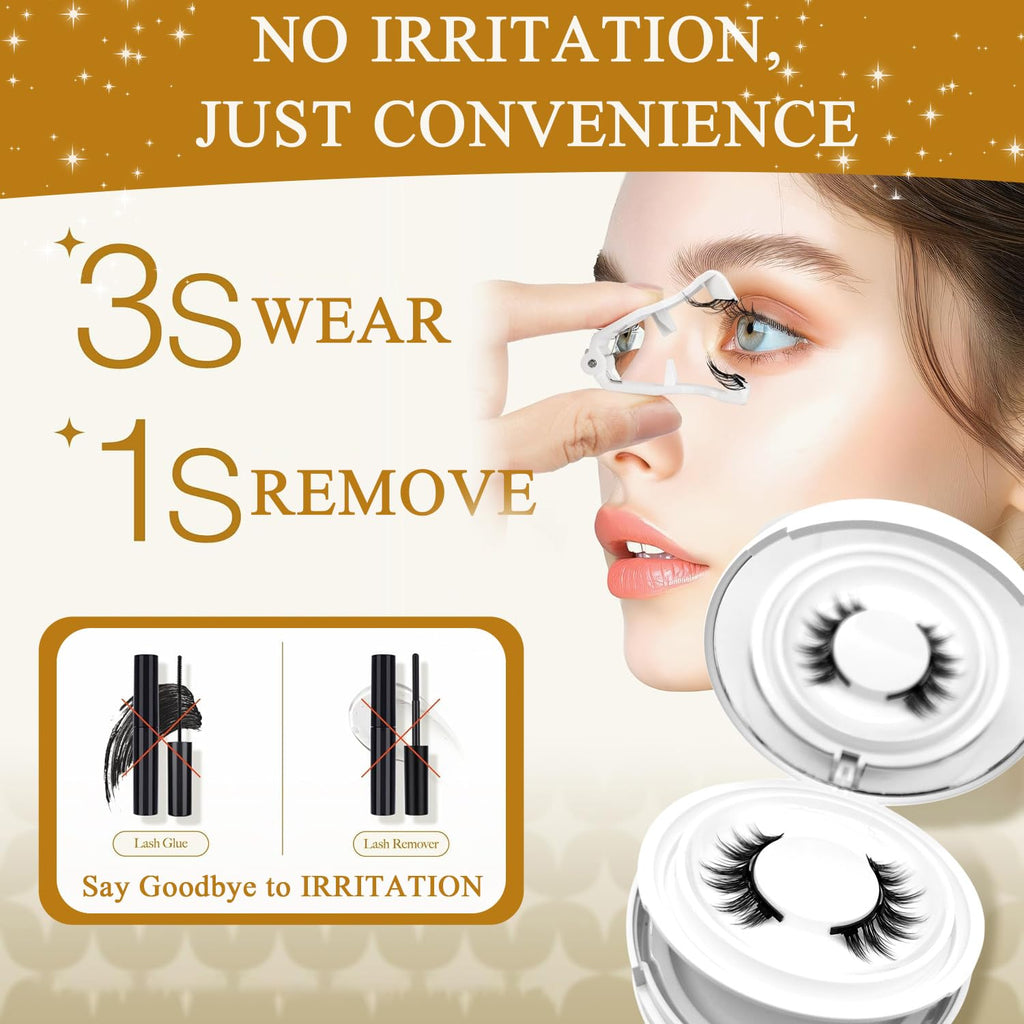 Ginani Magnetic Lashes by PKsiauya — No Glue, Reusable Lashes with Applicator for Valentine's Day