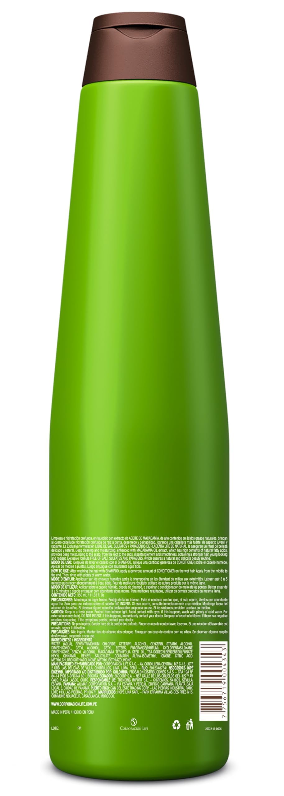 PLACENTA LIFE Be Natural Hydra Macadamia Conditioner – Deep Moisturizing for Dry Hair (350 ml)