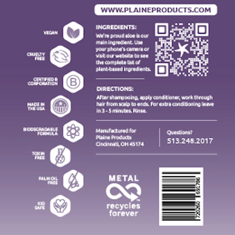 Plaine Products Citrus Lavender Shampoo & Conditioner — Refillable Aluminum Bottles, Vegan & Sulfate-Free