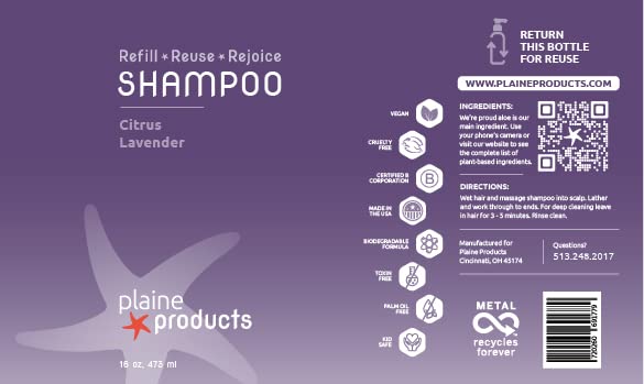 Plaine Products Citrus Lavender Shampoo & Conditioner — Refillable Aluminum Bottles, Vegan & Sulfate-Free