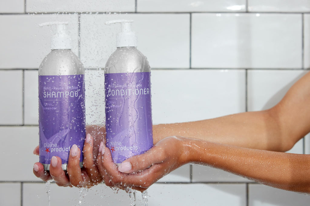 Plaine Products Citrus Lavender Shampoo & Conditioner — Refillable Aluminum Bottles, Vegan & Sulfate-Free