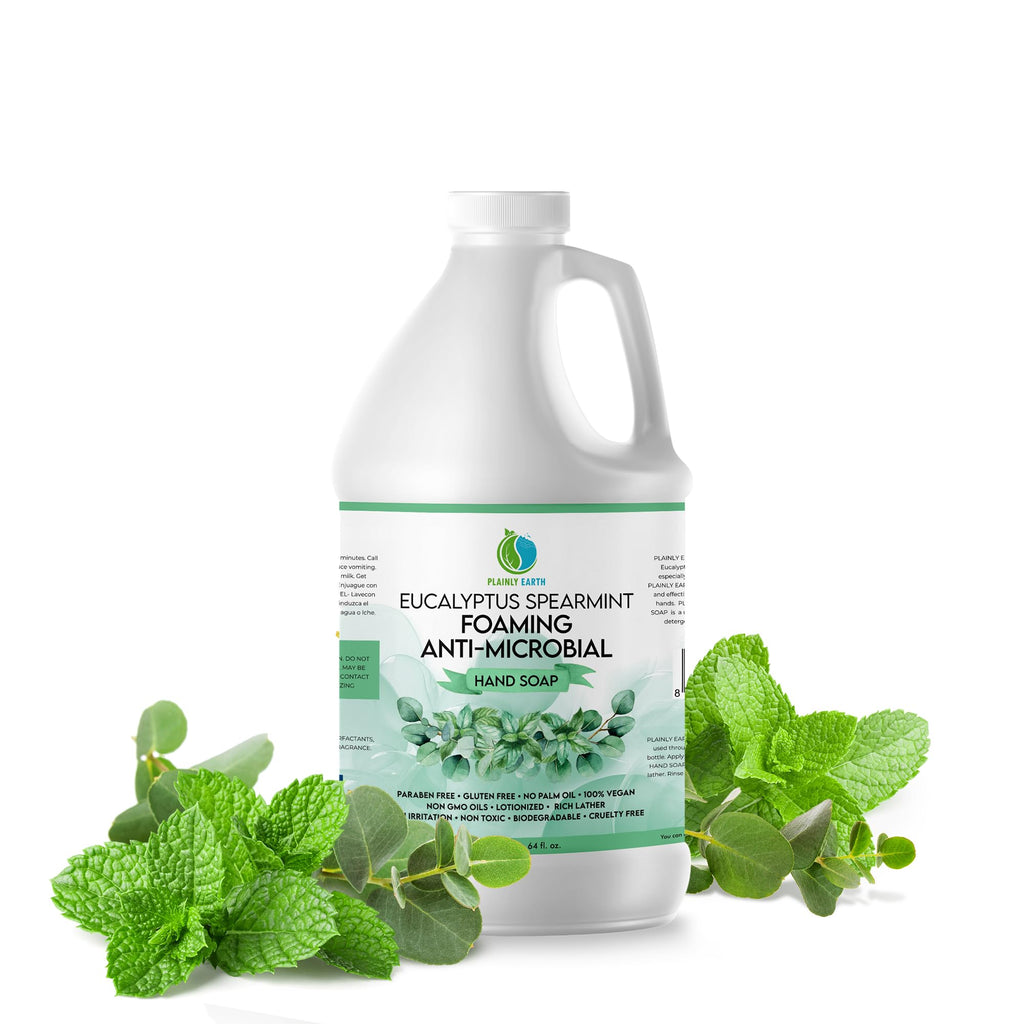 Plainly Earth Antimicrobial Hand Soap 64 oz Refill – Eucalyptus & Spearmint Foaming Liquid