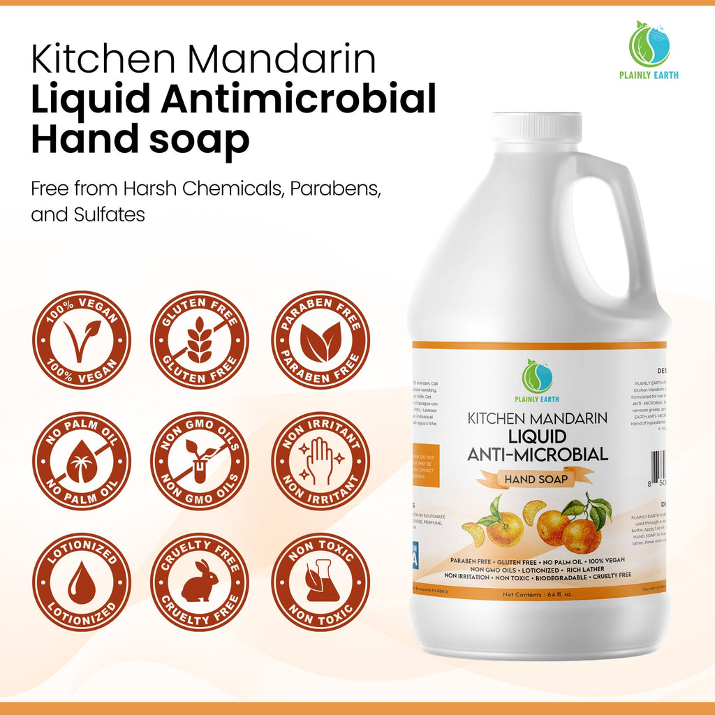 Plainly Earth Antimicrobial Hand Soap – 64 oz Bulk Refill, Gentle, Vegan & Cruelty-Free