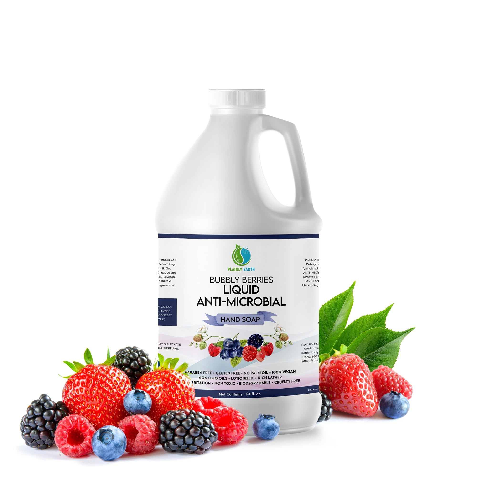 Plainly Earth Antimicrobial Hand Soap – 64oz Bulk Refill | Gentle, Vegan, Cruelty-Free