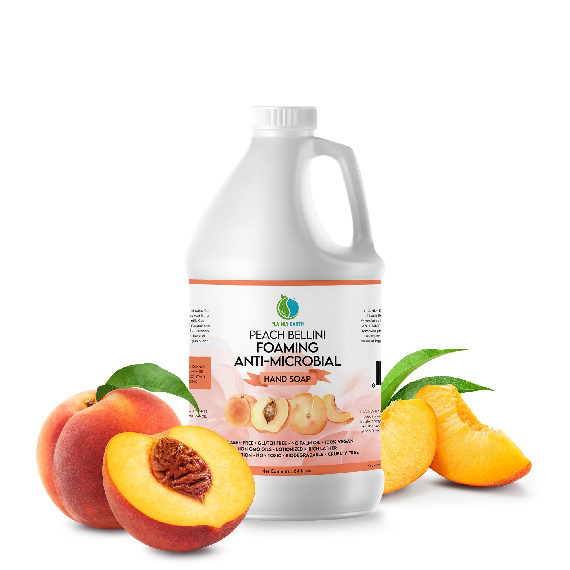 Plainly Earth Antimicrobial Hand Soap 64 oz – Peach Bellini Foaming Refill