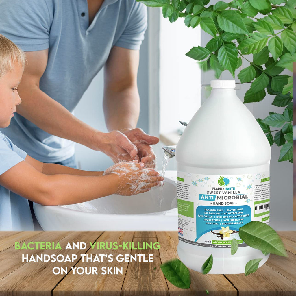 Plainly Earth Antimicrobial Liquid Hand Soap (64 Oz) – Refill Bottle, Cruelty Free, Sweet Vanilla