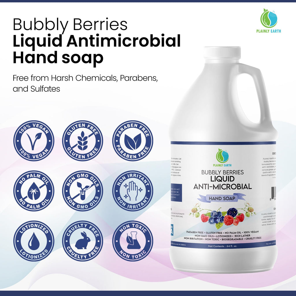 Plainly Earth Antimicrobial Hand Soap – 64oz Bulk Refill | Gentle, Vegan, Cruelty-Free