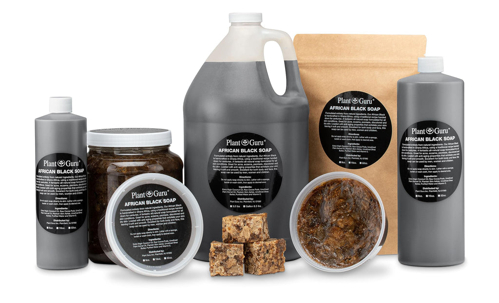 Plant Guru Raw African Black Soap – 10 lb Bulk Bars from Ghana | Natural Skin & Hair Cleanser