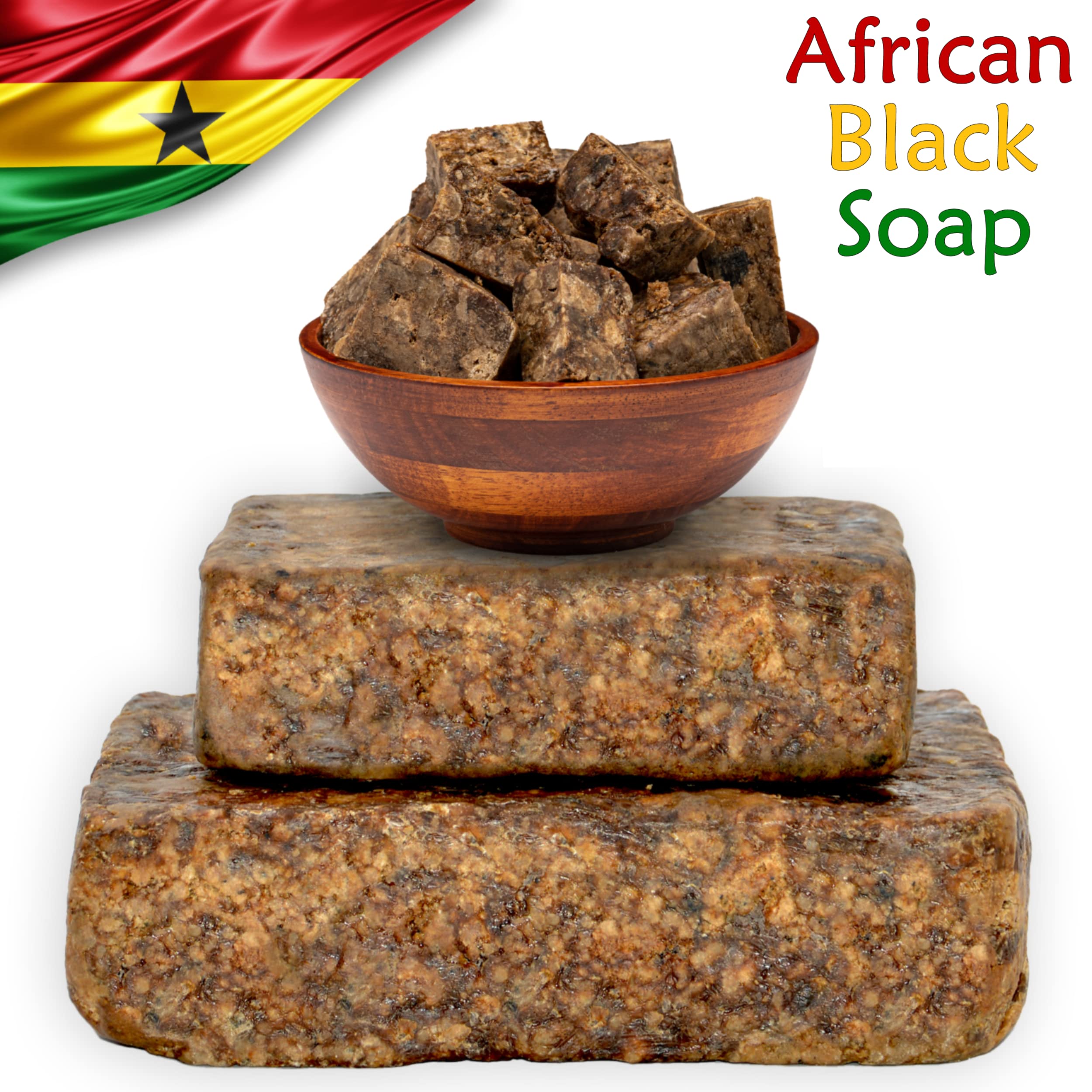 Plant Guru Raw African Black Soap – 10 lb Bulk Bars from Ghana | Natural Skin & Hair Cleanser