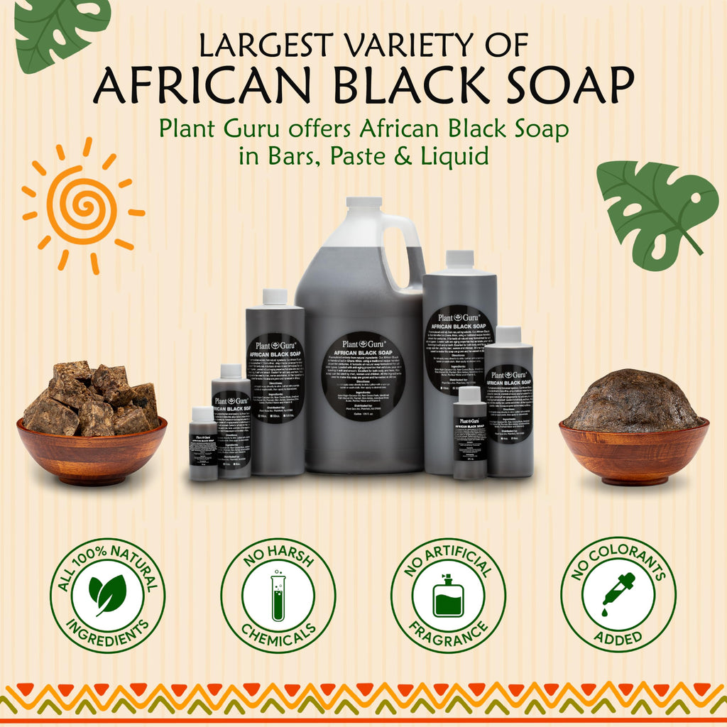 Plant Guru Raw African Black Soap – 10 lb Bulk Bars from Ghana | Natural Skin & Hair Cleanser