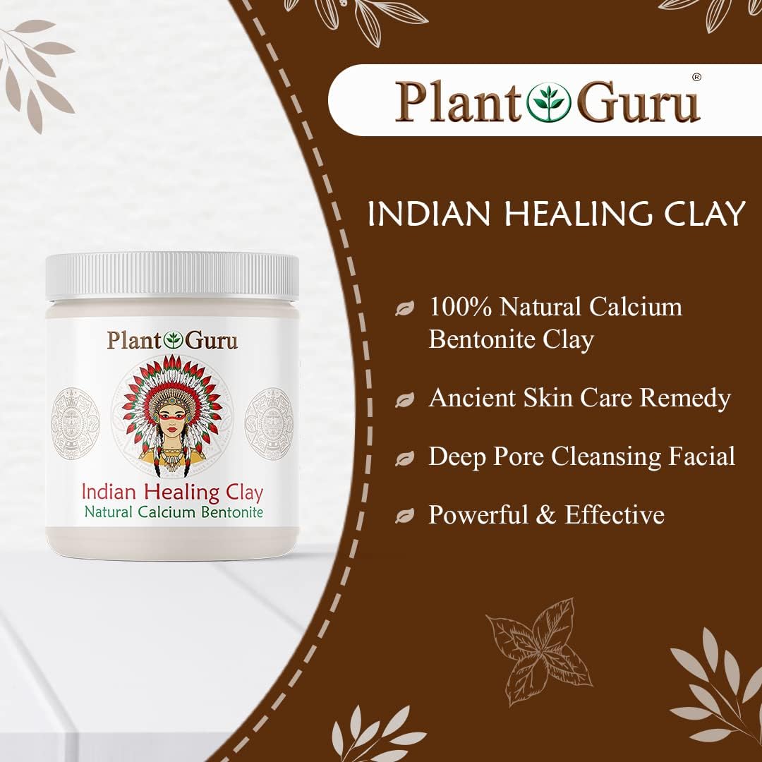 Plant Guru Calcium Bentonite Clay Powder 15 lbs – Indian Healing Clay for Face, Hair & Body