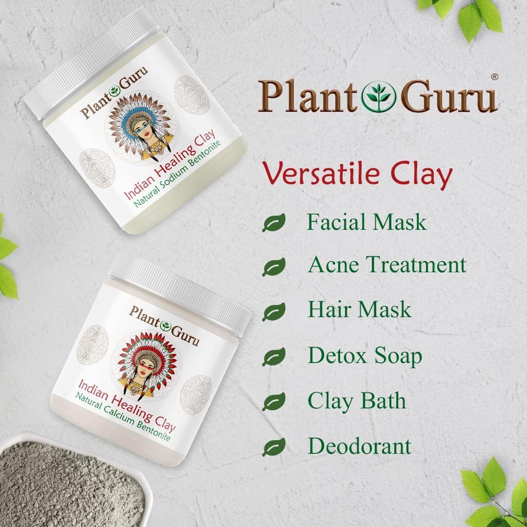 Plant Guru Calcium Bentonite Clay Powder 15 lbs – Indian Healing Clay for Face, Hair & Body