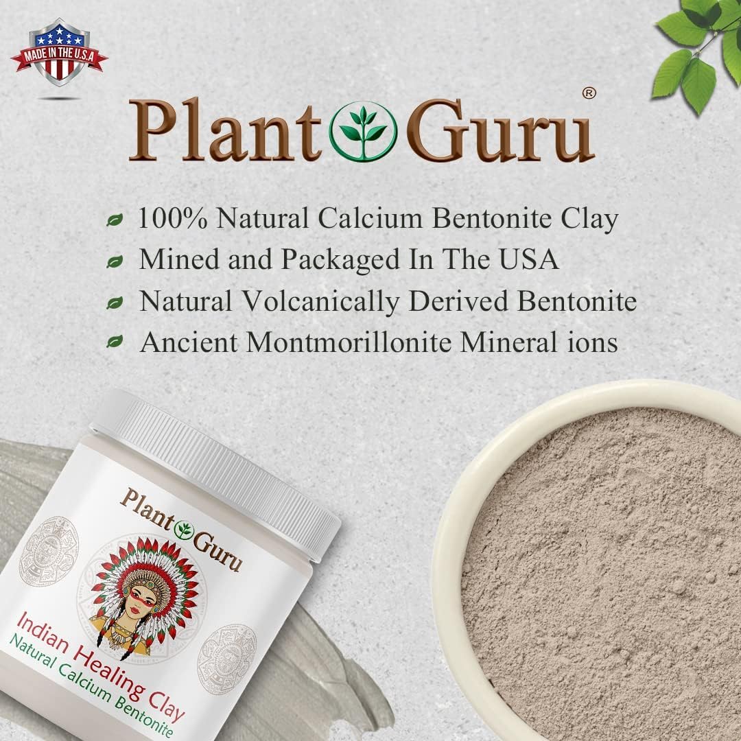Plant Guru Calcium Bentonite Clay Powder 5 lbs – Indian Healing Clay for Deep Pore Cleansing & Detox
