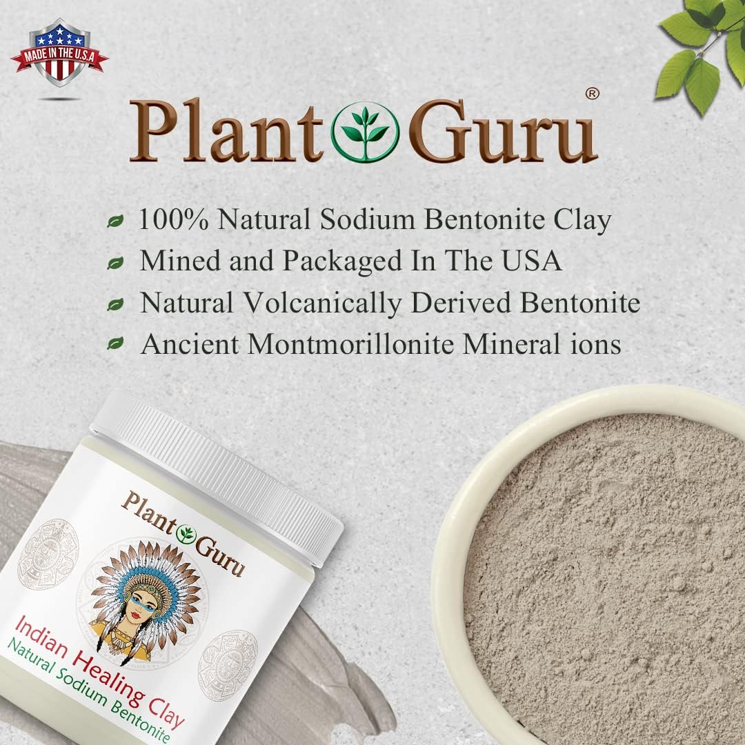 Plant Guru Sodium Bentonite Clay Powder 15 lbs – 100% Natural Indian Healing Clay for Deep Pore Cleansing