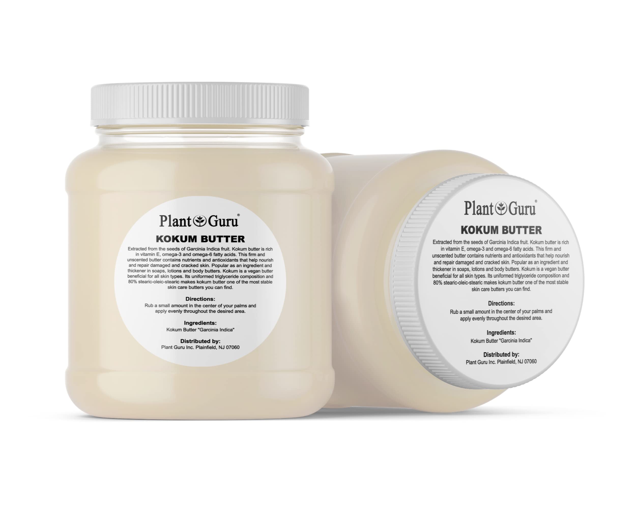 Plant Guru Raw Kokum Butter - 3 lbs Pure Vegan Skin & Hair Moisturizer