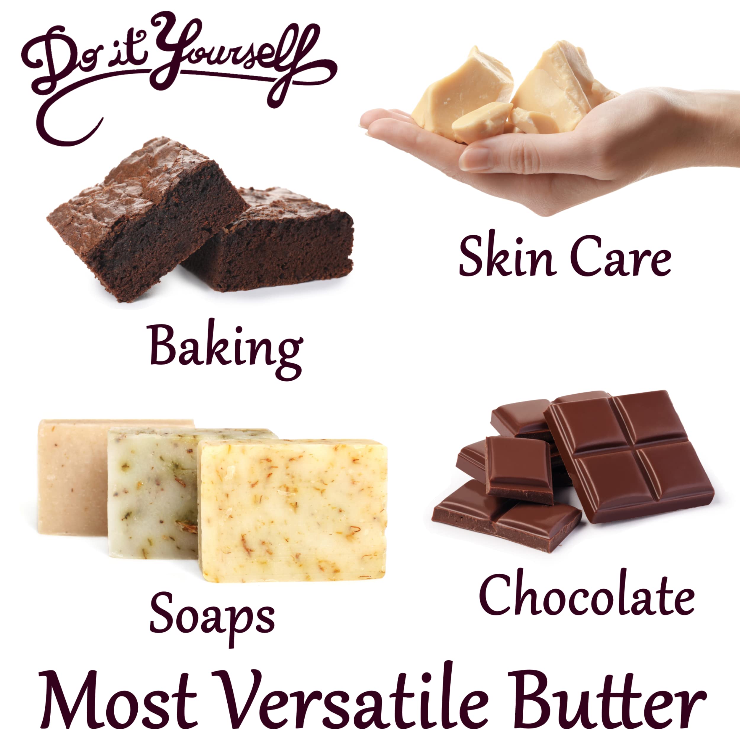 Plant Guru Raw Cocoa Butter 1 lb Bar – 100% Pure Unrefined Food-Grade Arriba Nacional Cocoa