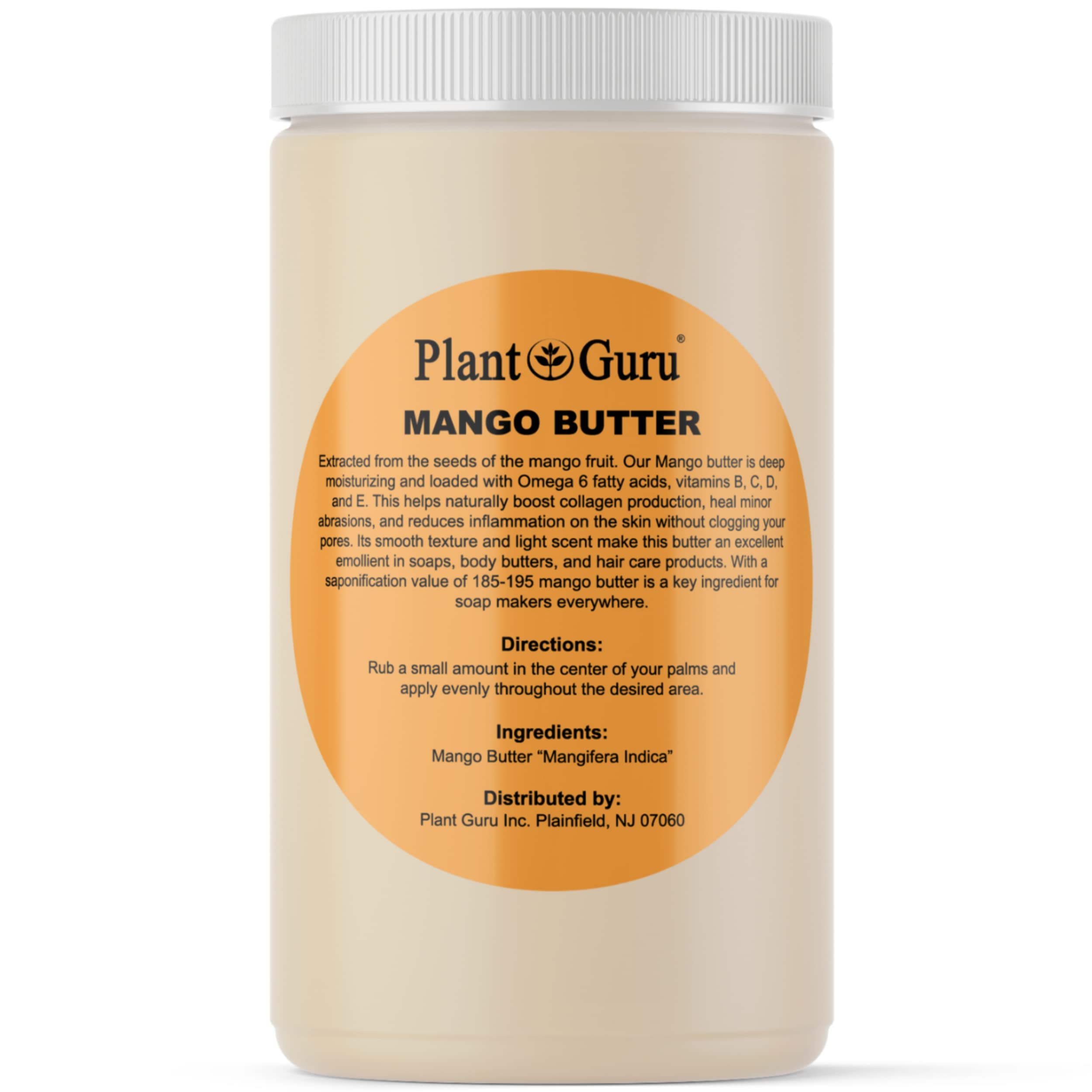 Plant Guru Mango Butter 32 oz Bulk – 100% Pure & Unrefined for Skin, Hair & DIY