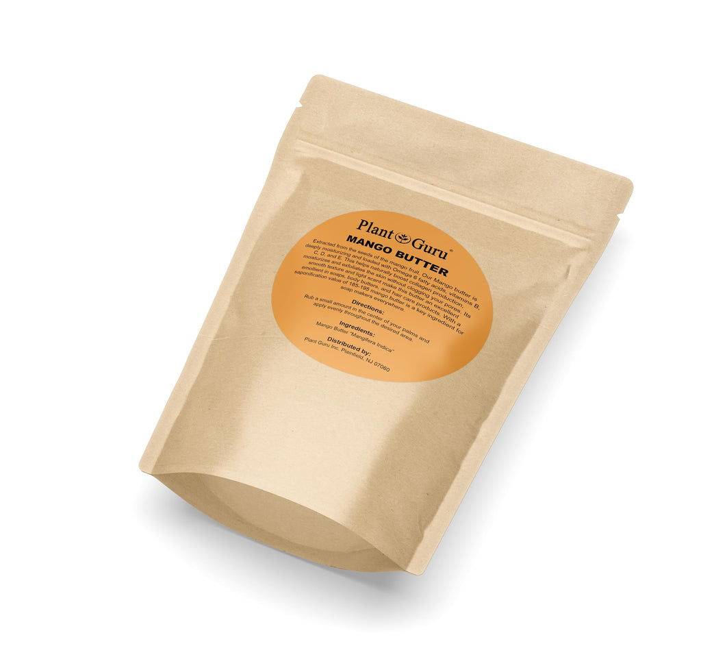 Plant Guru Raw Mango Butter 2 lb Bar — Pure, Unrefined Mango Butter for Skin & Hair Care