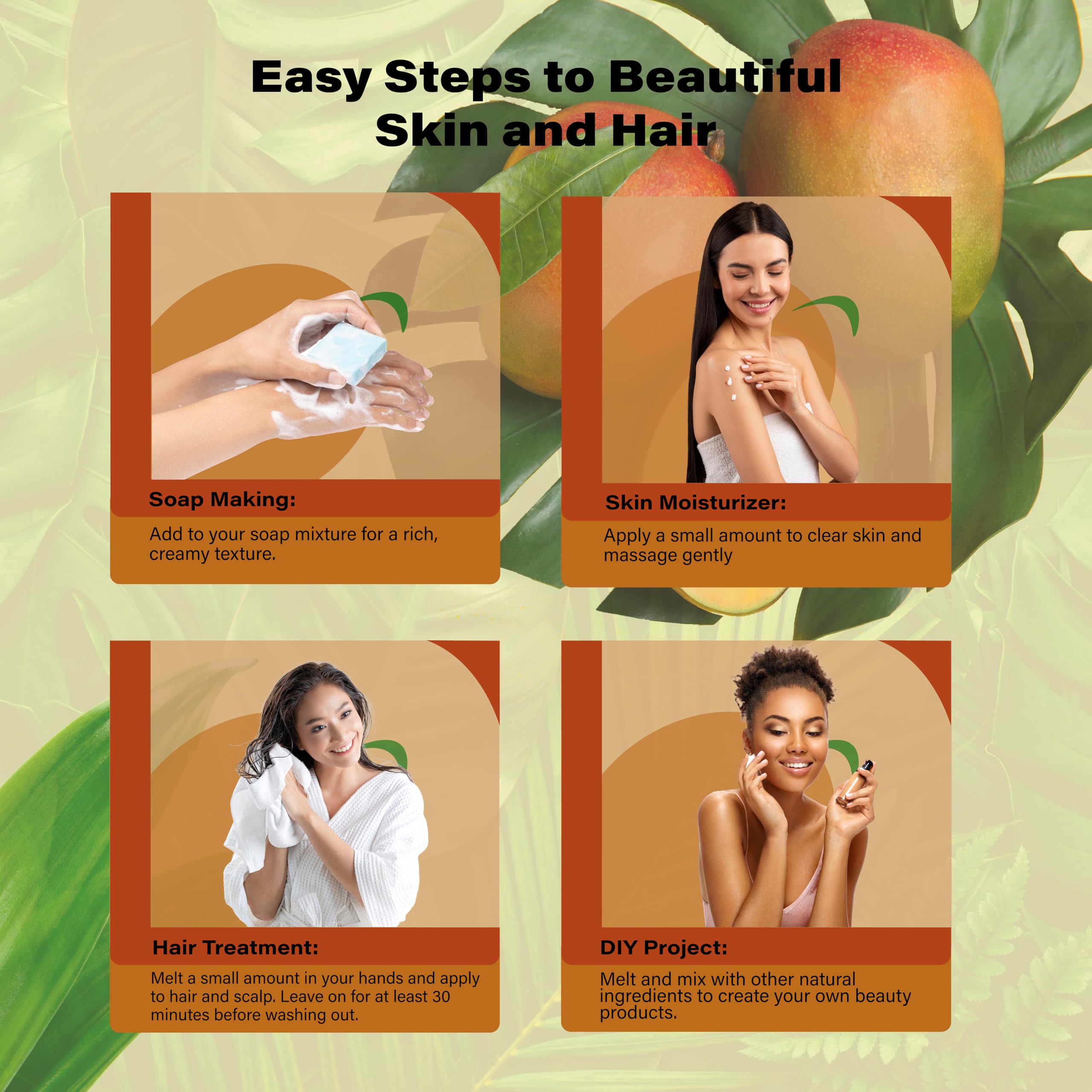 Plant Guru Mango Butter 32 oz Bulk – 100% Pure & Unrefined for Skin, Hair & DIY