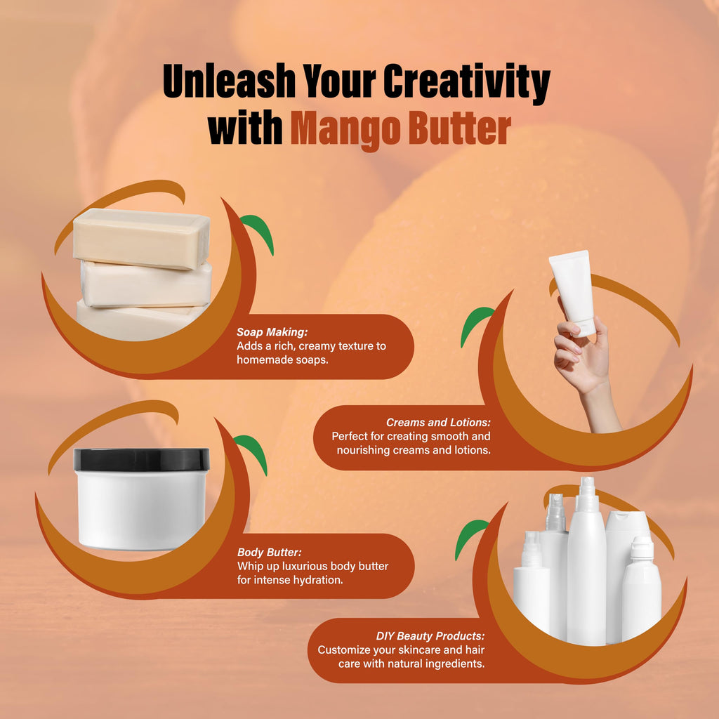 Plant Guru Raw Mango Butter 10 lbs Bulk – 100% Pure, Natural, Unrefined for Skin & Hair Care