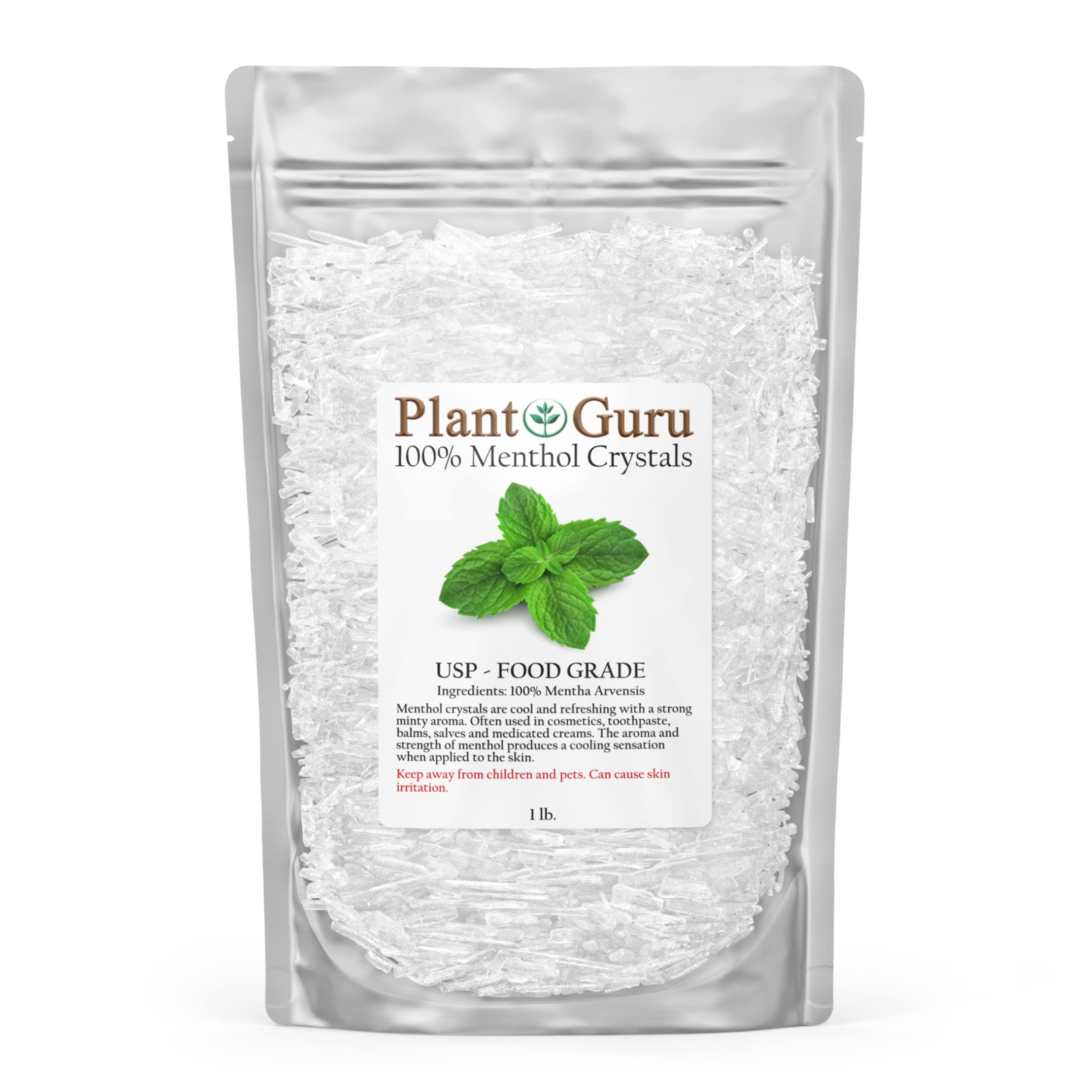 Plant Guru Menthol Crystals 1 lb Bulk – Pure Mentha Arvensis USP Food Grade