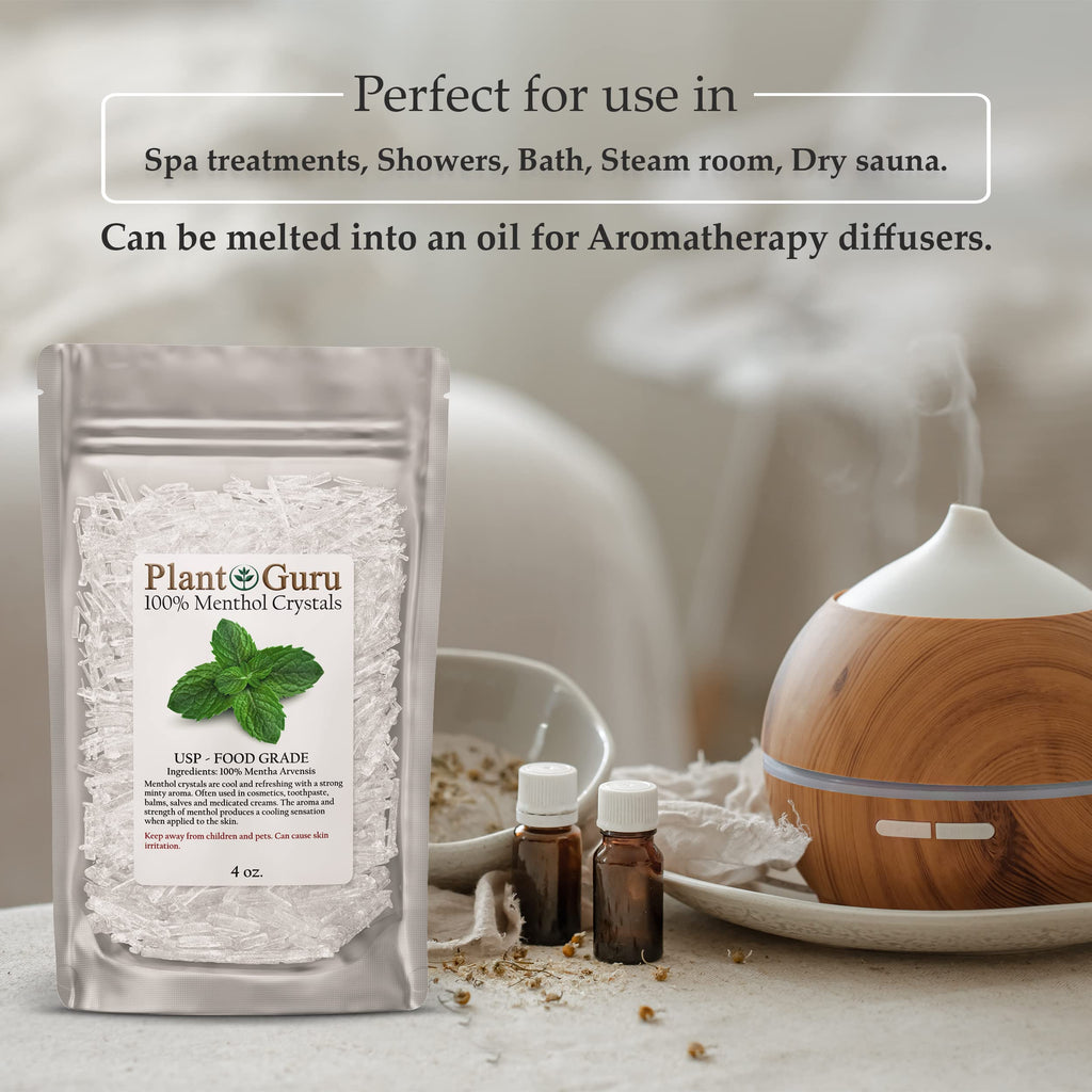 Plant Guru Menthol Crystals 1 lb Bulk – Pure Mentha Arvensis USP Food Grade