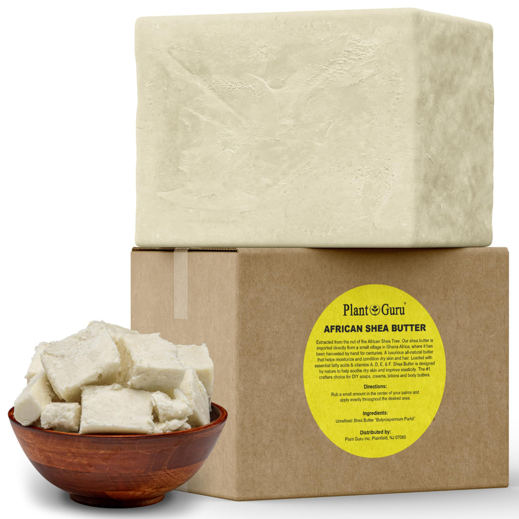 Plant Guru Raw African Shea Butter 5 lb Bulk Block – 100% Pure, Unrefined Ivory