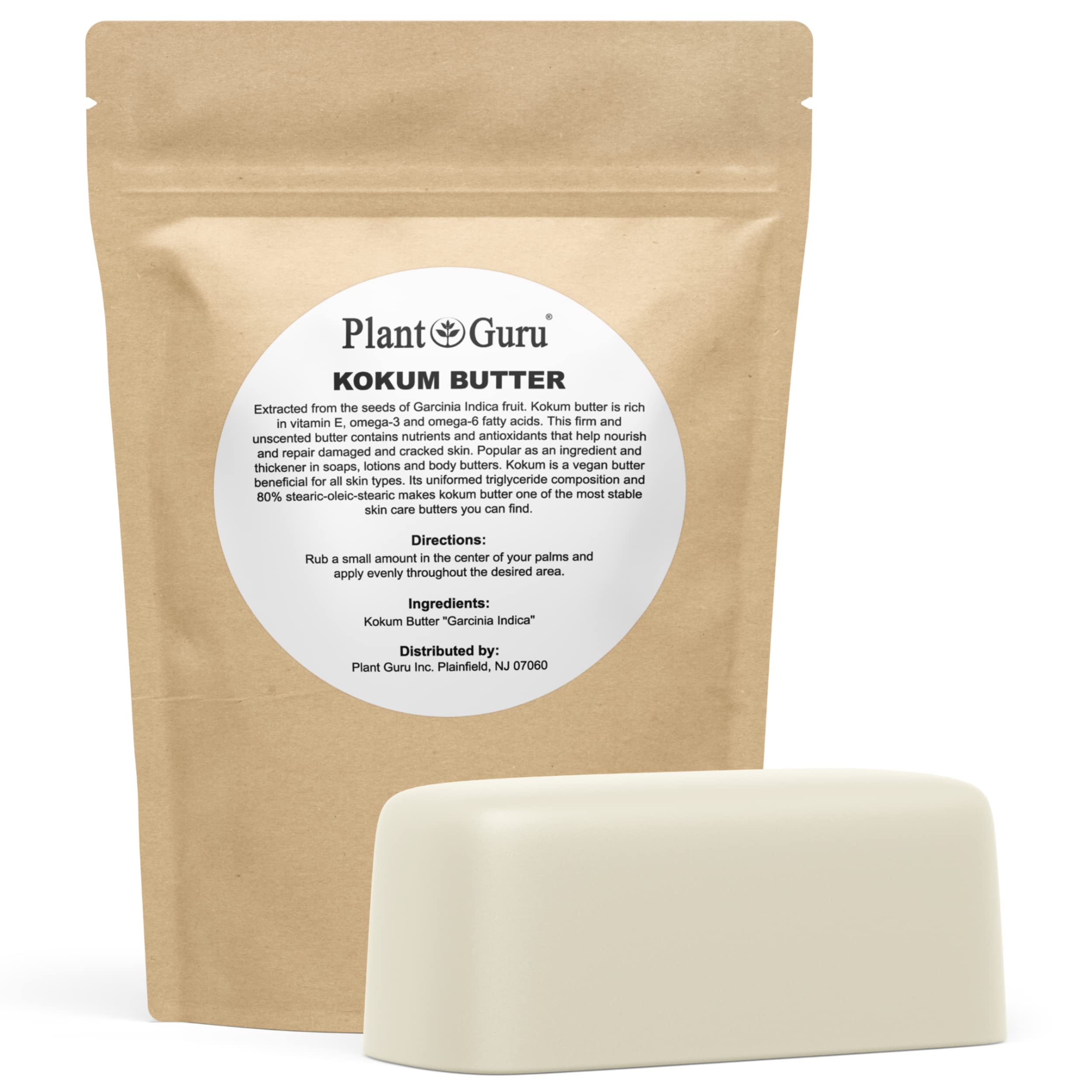 Plant Guru Raw Kokum Butter 1 lb – Pure Vegan Skin & Hair Moisturizer