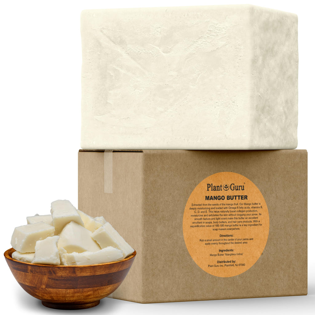 Plant Guru Raw Mango Butter 10 lbs Bulk – 100% Pure, Natural, Unrefined for Skin & Hair Care