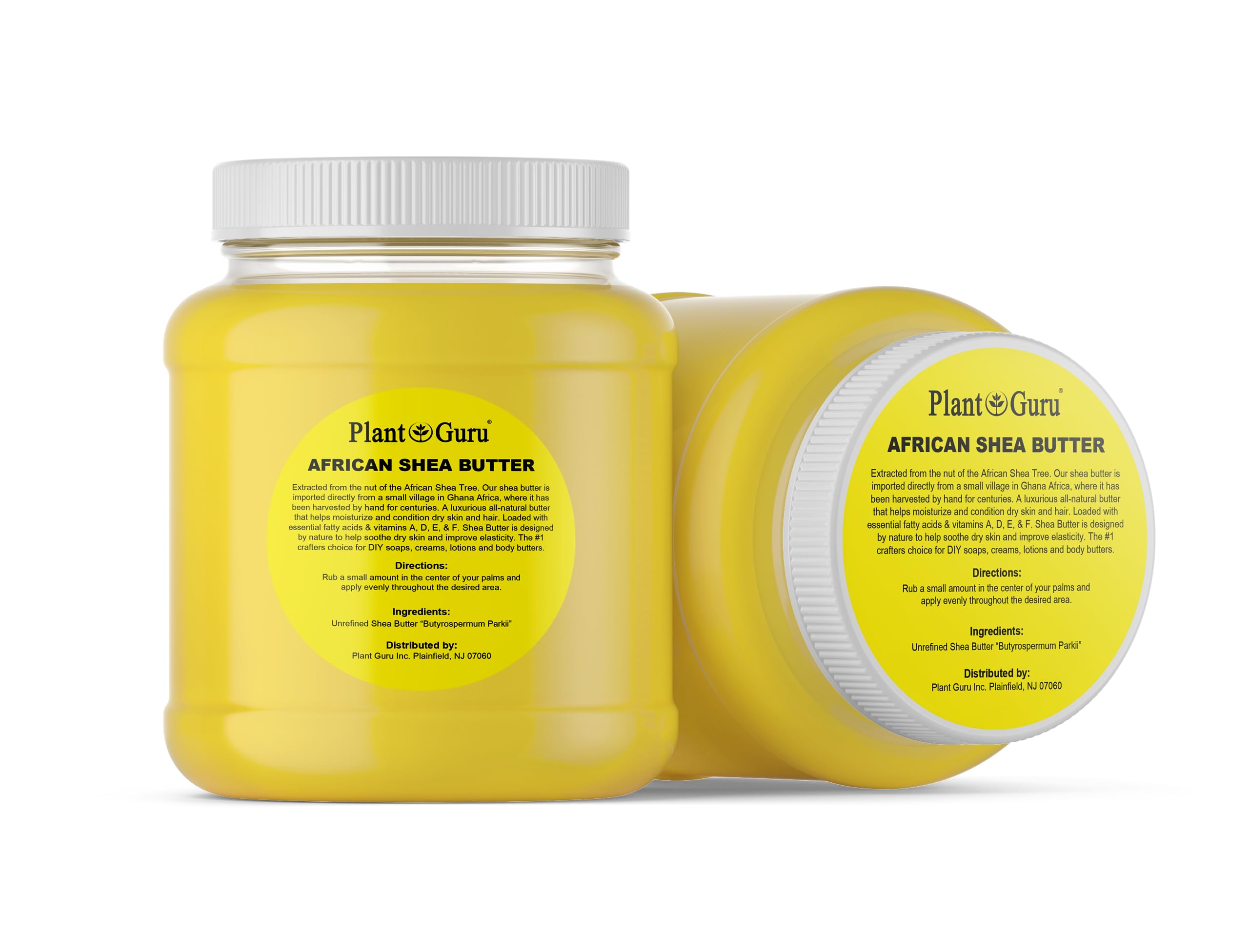 Plant Guru Raw African Shea Butter 3 lb Bulk – 100% Pure, Unrefined Yellow Grade A