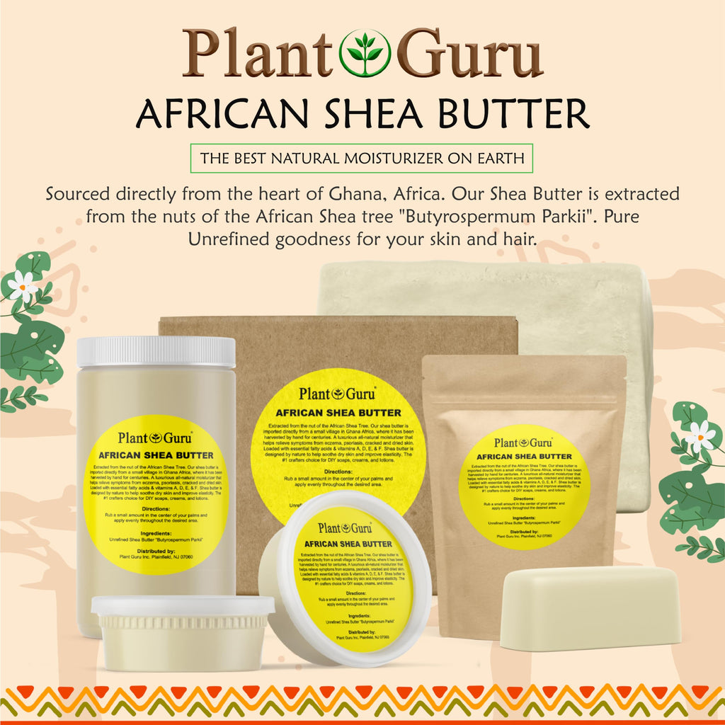 Plant Guru Raw African Shea Butter 3 lbs – 100% Pure, Unrefined Ivory Grade A