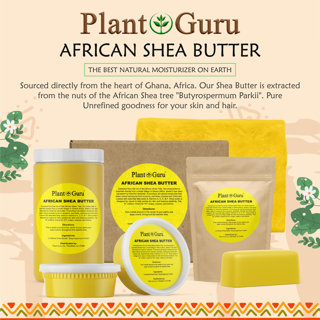 Plant Guru Raw African Shea Butter 3 lb Bulk – 100% Pure, Unrefined Yellow Grade A