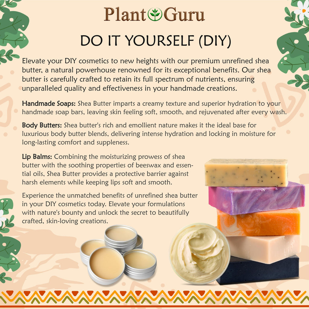 Plant Guru Raw African Shea Butter 32 oz (2 lb) Jar – 100% Pure Unrefined Ivory Shea for Skin, Hair & DIY
