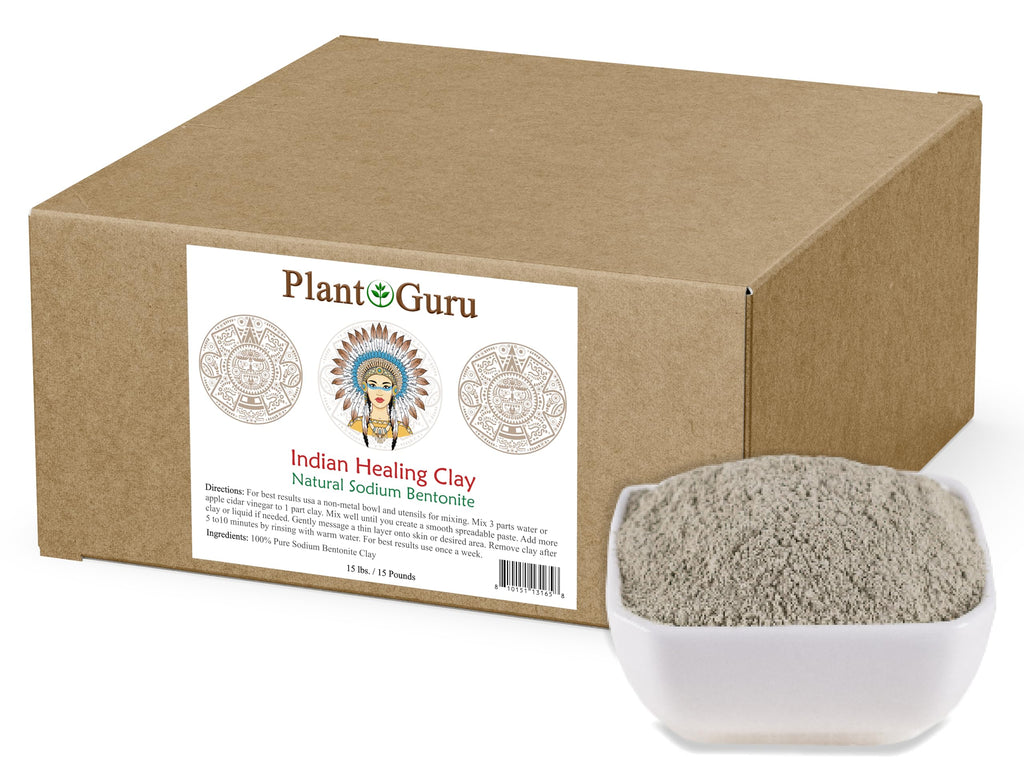 Plant Guru Sodium Bentonite Clay Powder 15 lbs – 100% Natural Indian Healing Clay for Deep Pore Cleansing