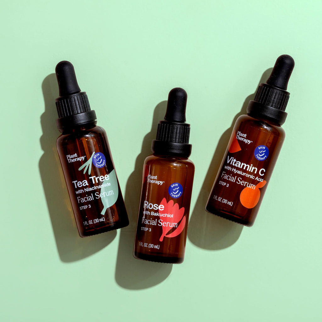 Plant Therapy Facial Serum Trio Set – Rose Bakuchiol, Tea Tree Niacinamide, Vitamin C Hyaluronic Acid