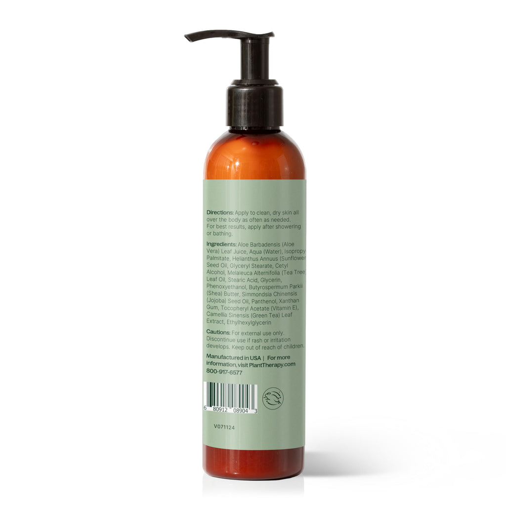 Plant Therapy Tea Tree Body Lotion with Aloe & Shea – Hydrate and Nourish Skin (8 oz)