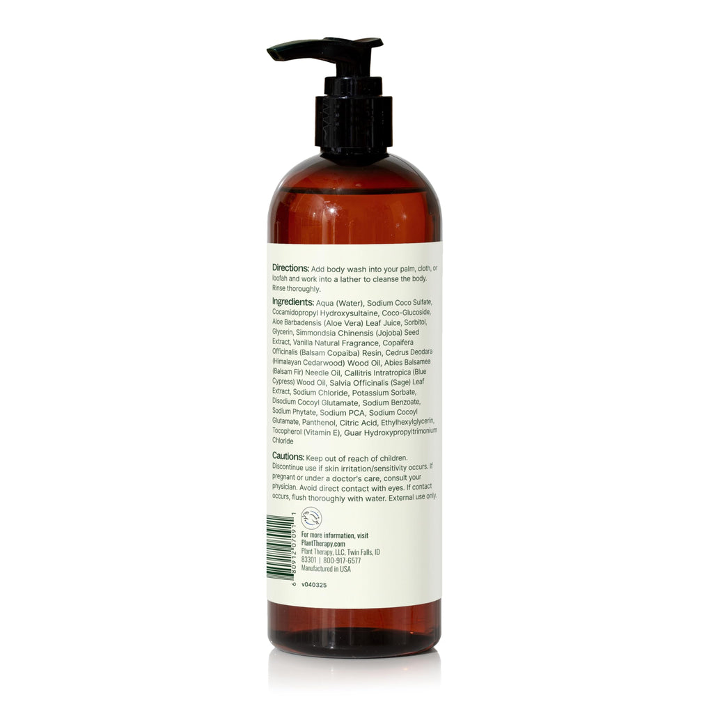 Plant Therapy Vanilla Woods Natural Body Wash 16 oz – Sulfate-Free Hydrating Cleanser for All Skin Types