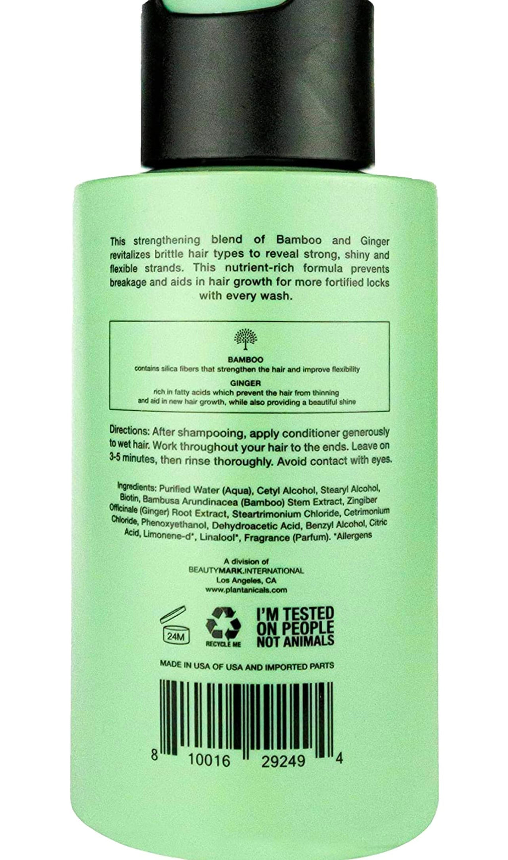 Plantanicals Hair Strengthening Conditioner with Bamboo & Ginger | Revitalizing 15.2 fl oz